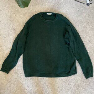 Vintage LL Bean men's green cotton sweater large made in Scotland